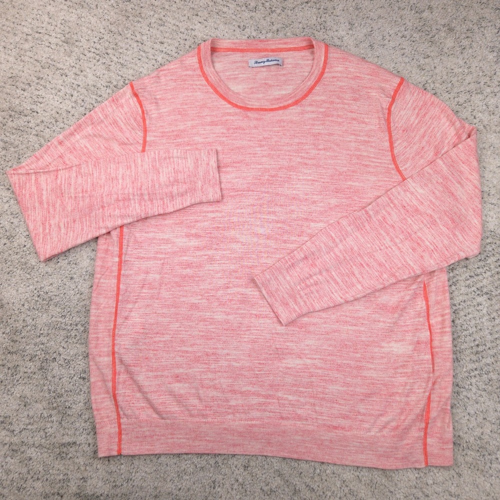 Tommy Bahama Sweater Mens XL Merino Wool Blend Crew Neck Pullover Pink Heather